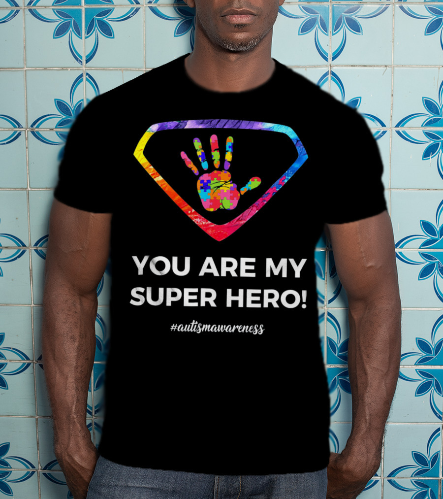 You Are My Superhero Autism Awareness Handprint Puzzle T-Shirt
