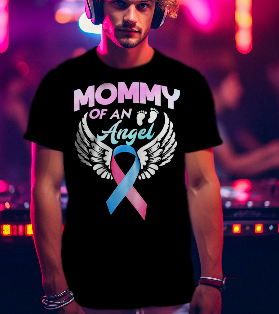 Mommy Of An Angel Miscarriage Awareness Ribbon Wings T-Shirt