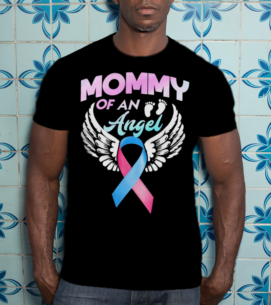 Mommy Of An Angel Miscarriage Awareness Ribbon Wings T-Shirt