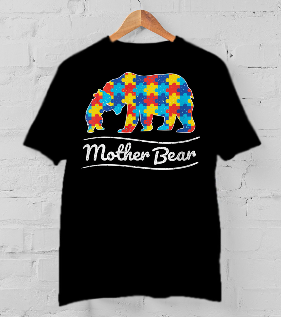 Mother Bear Autism Puzzle Awareness T-Shirt