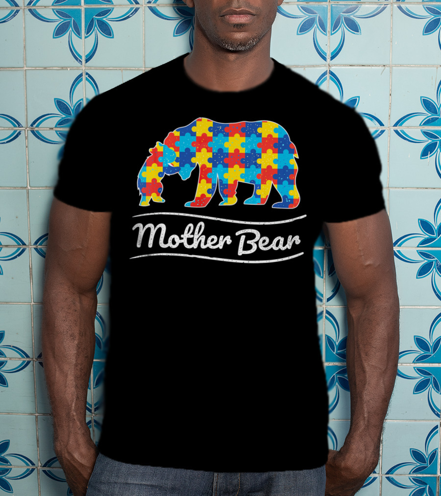 Mother Bear Autism Puzzle Awareness T-Shirt
