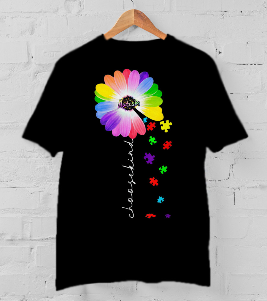Daisy Flower Autism Choose Kind Puzzle Pieces Awareness T-Shirt