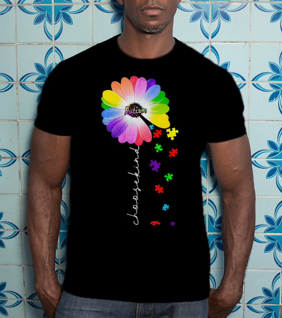 Daisy Flower Autism Choose Kind Puzzle Pieces Awareness T-Shirt
