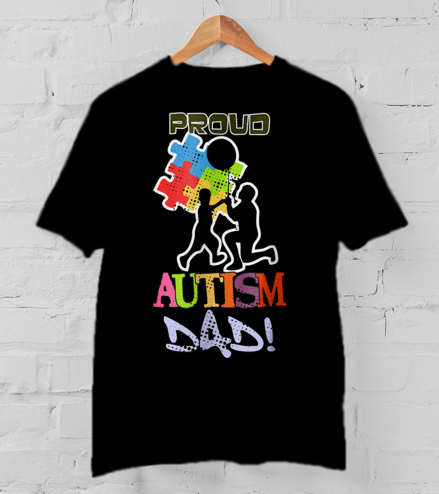 Proud Autism Dad Puzzle Piece Balloon T-Shirt