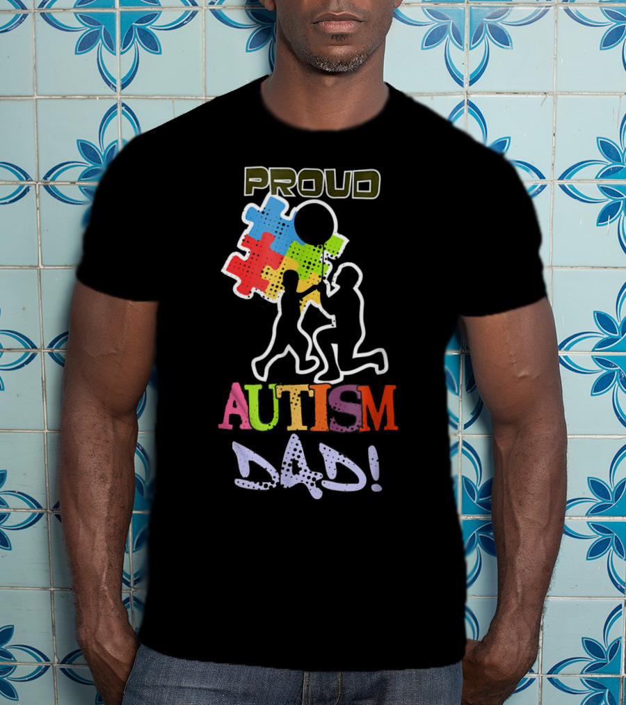 Proud Autism Dad Puzzle Piece Balloon T-Shirt