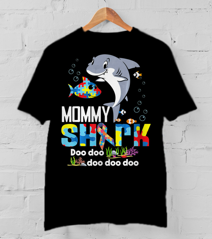 Mommy Shark Autism Doo Doo Doo Autism Puzzle T-Shirt