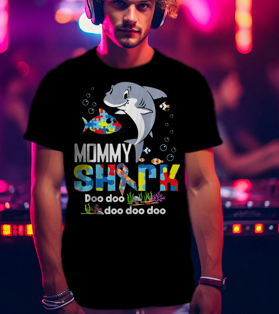 Mommy Shark Autism Doo Doo Doo Autism Puzzle T-Shirt