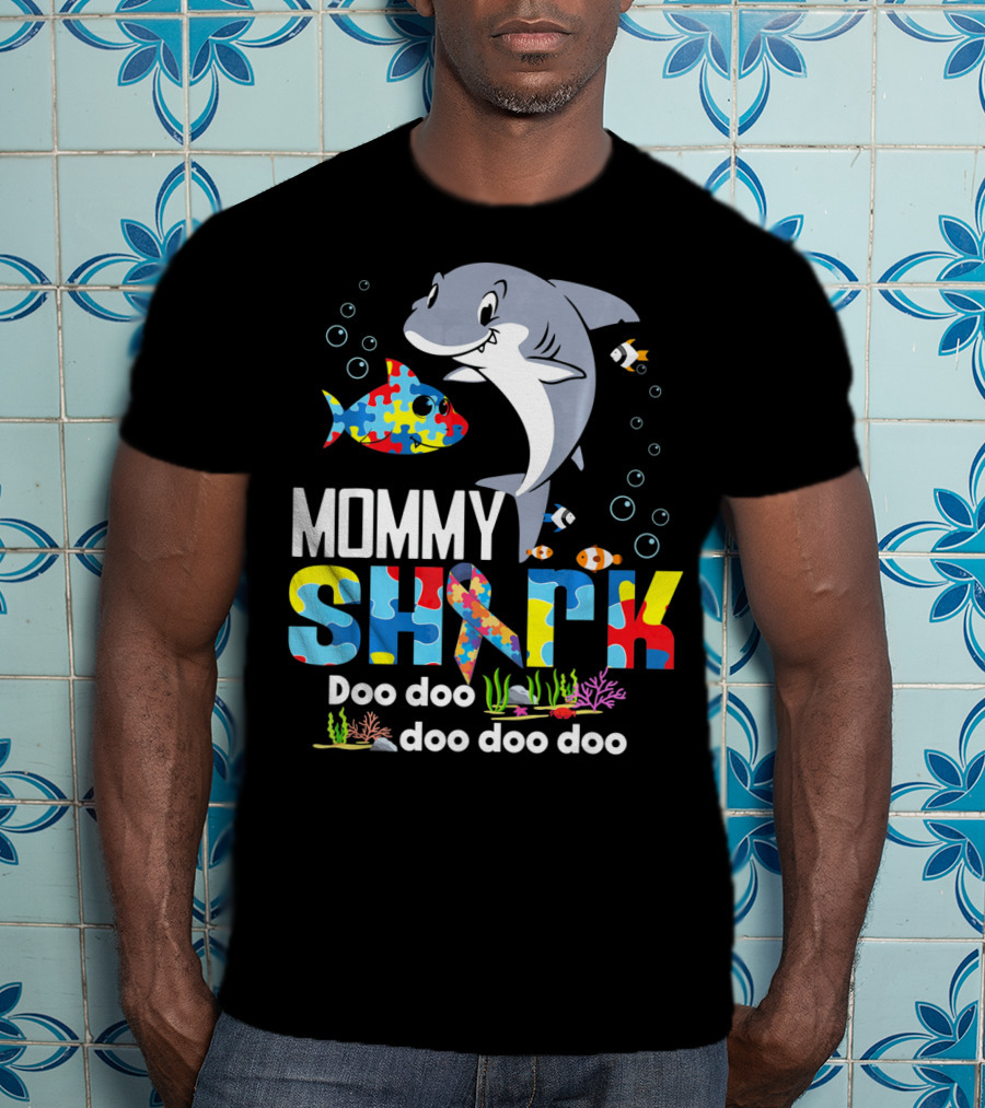 Mommy Shark Autism Doo Doo Doo Autism Puzzle T-Shirt