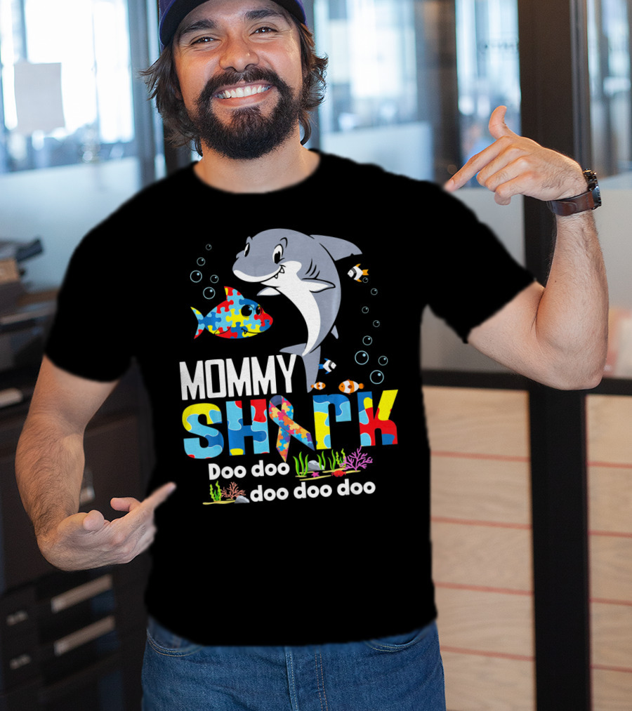 Mommy Shark Autism Doo Doo Doo Autism Puzzle T-Shirt