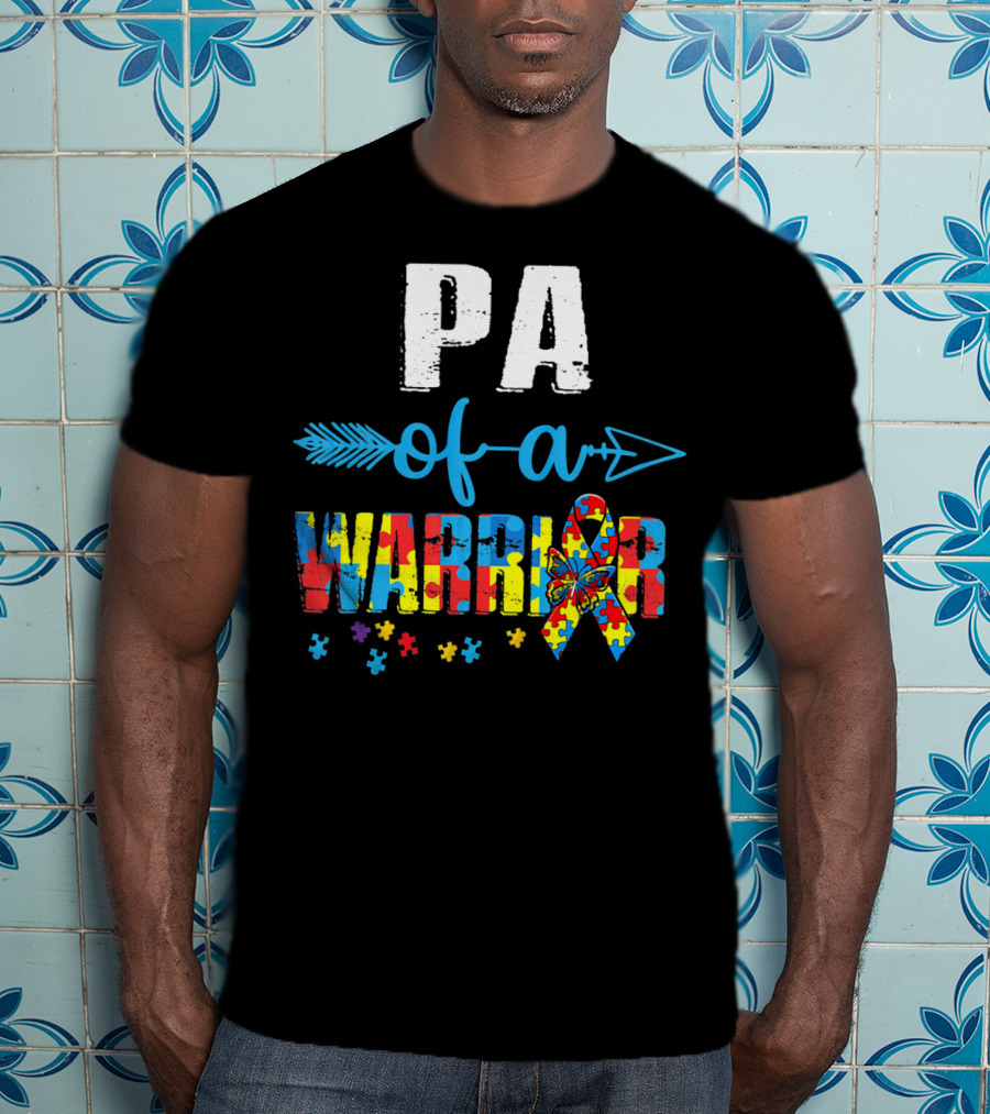 Pa Of A Warrior Autism Awareness Puzzle T-Shirt