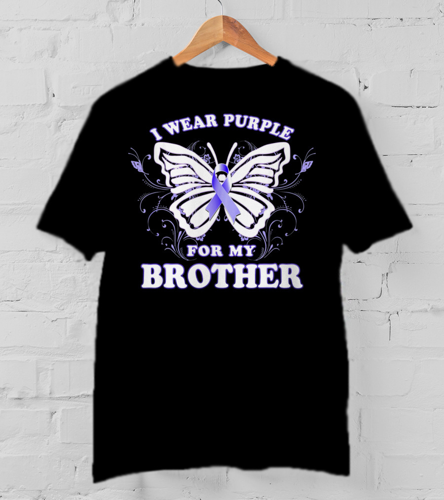 I Wear Purple For My Brother Alzheimer's Awareness Butterfly T-Shirt