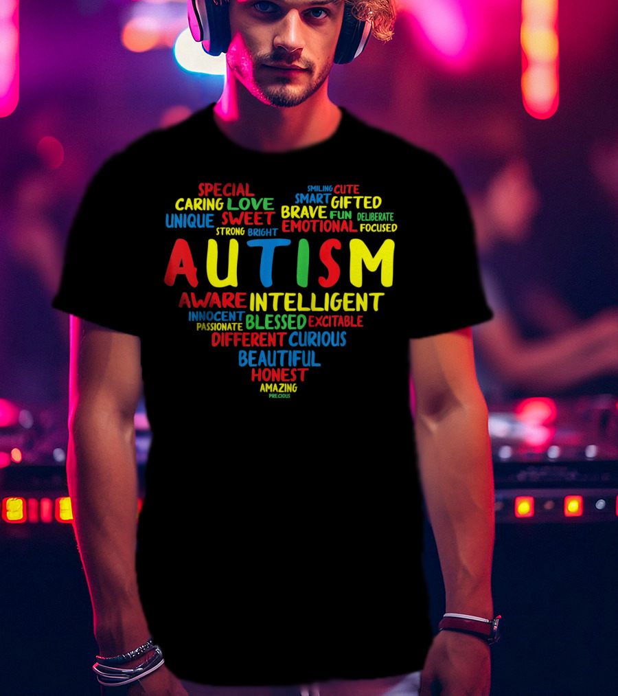 Autism Heart Intelligent Emotional Honest Caring Brave Unique Special T-Shirt