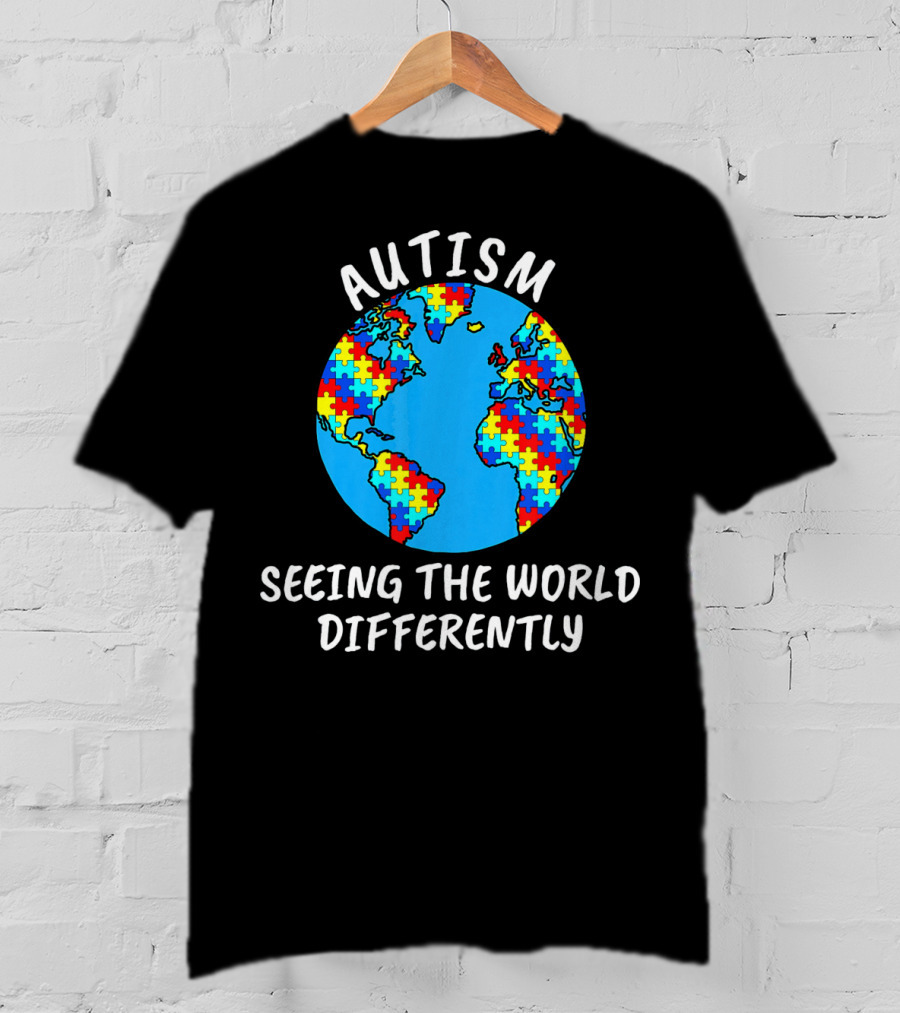 Autism Seeing The World Differently Puzzle Globe T-Shirt