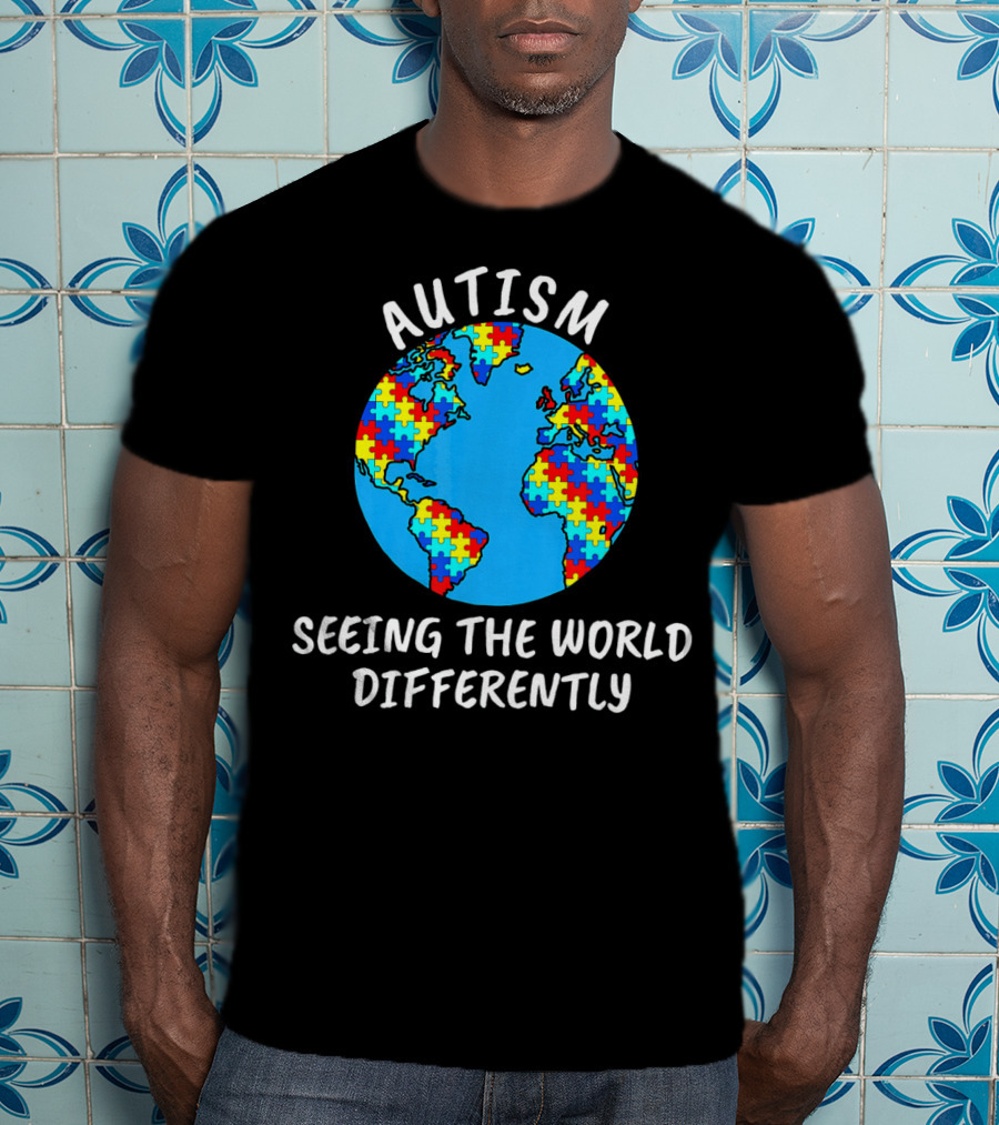 Autism Seeing The World Differently Puzzle Globe T-Shirt