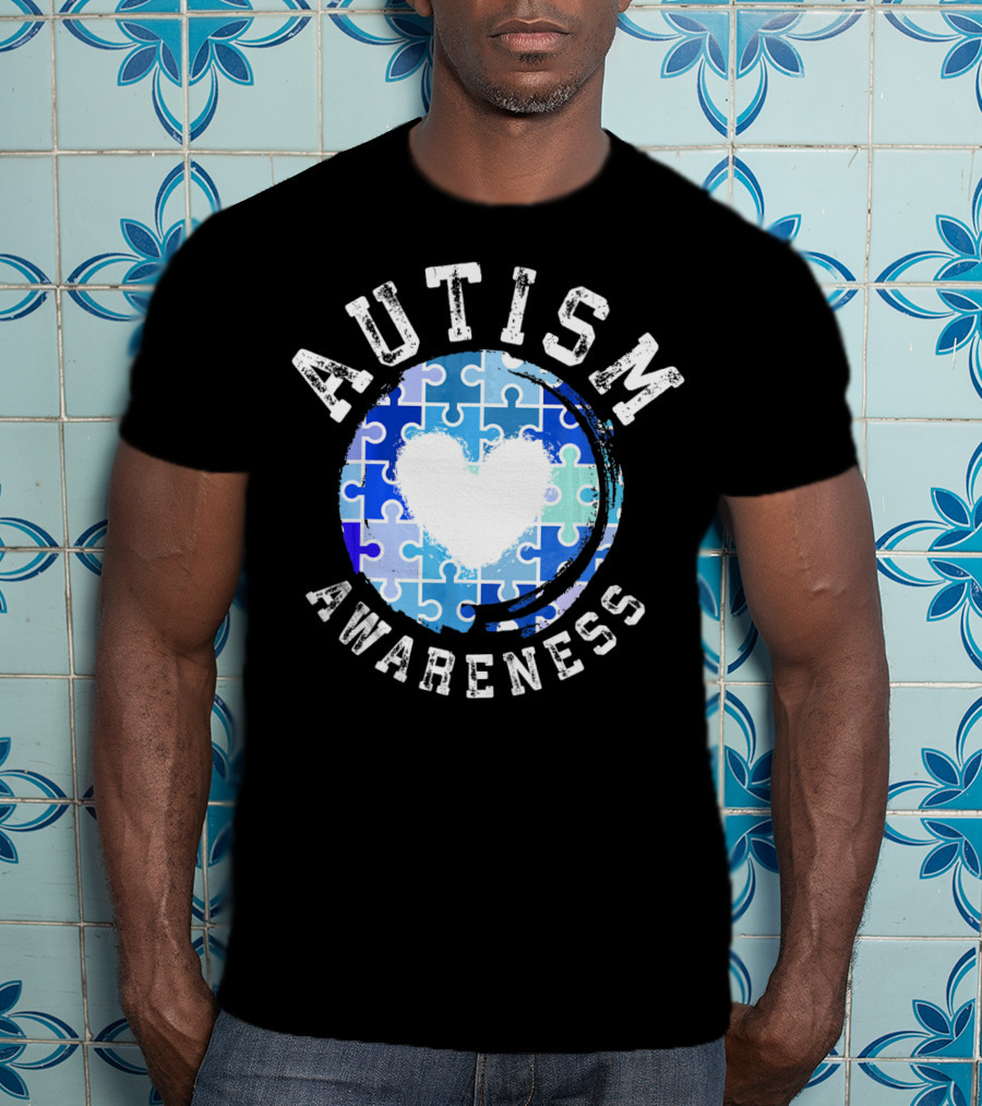 Autism Awareness Heart Puzzle T-Shirt