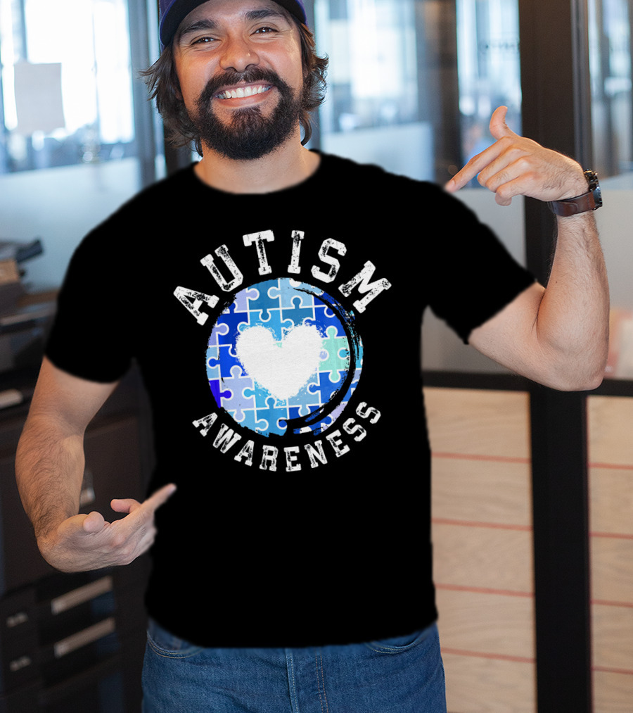Autism Awareness Heart Puzzle T-Shirt