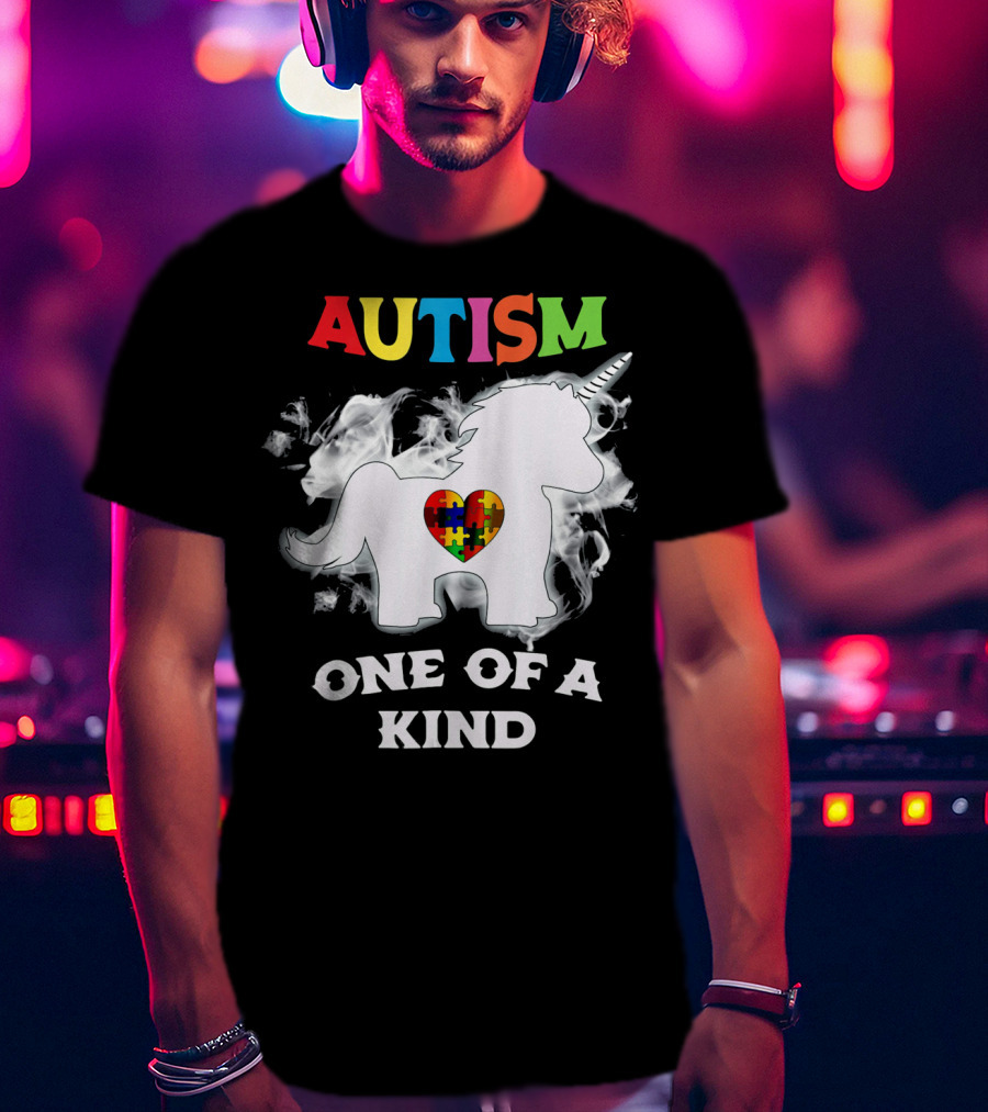 Autism One Of A Kind Unicorn Puzzle Heart T-Shirt