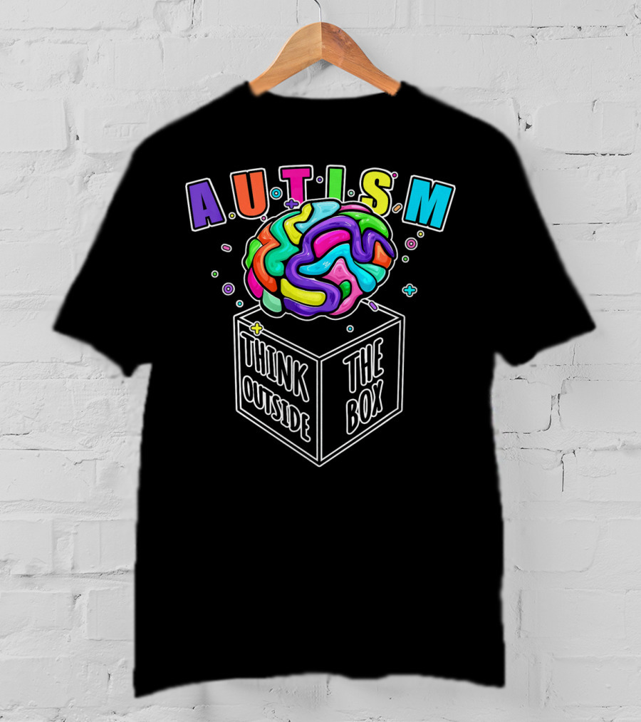 Autism Think Outside The Box Brain Puzzle Pieces T-Shirt