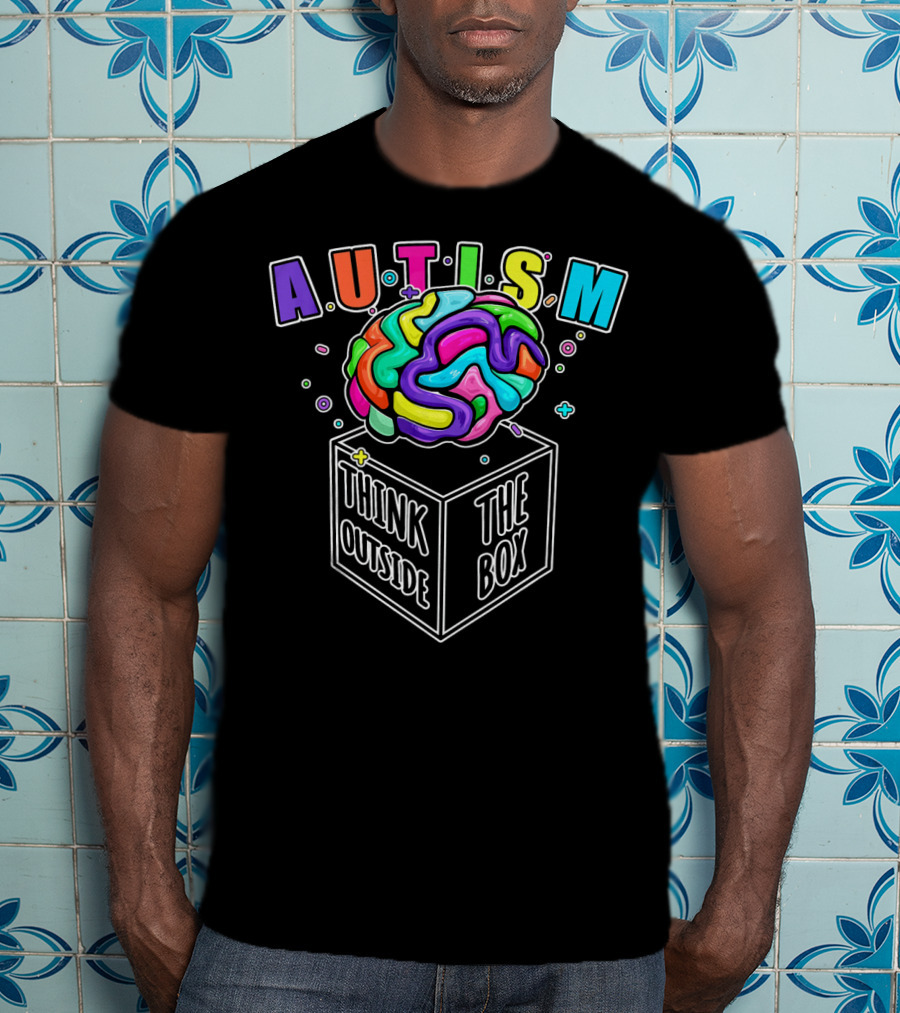 Autism Think Outside The Box Brain Puzzle Pieces T-Shirt