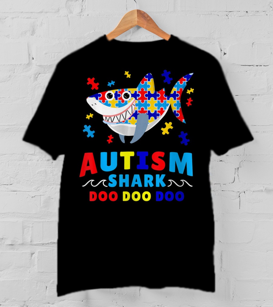 Autism Puzzle Shark Doo Doo Doo Autism Awareness T-Shirt