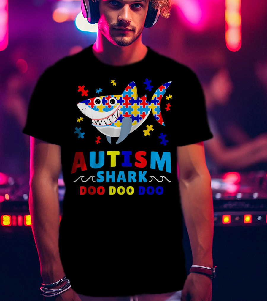 Autism Puzzle Shark Doo Doo Doo Autism Awareness T-Shirt
