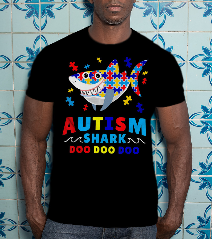 Autism Puzzle Shark Doo Doo Doo Autism Awareness T-Shirt