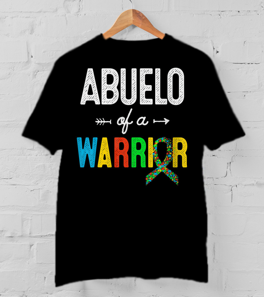 Abuelo Of A Warrior Autism Awareness Puzzle T-Shirt