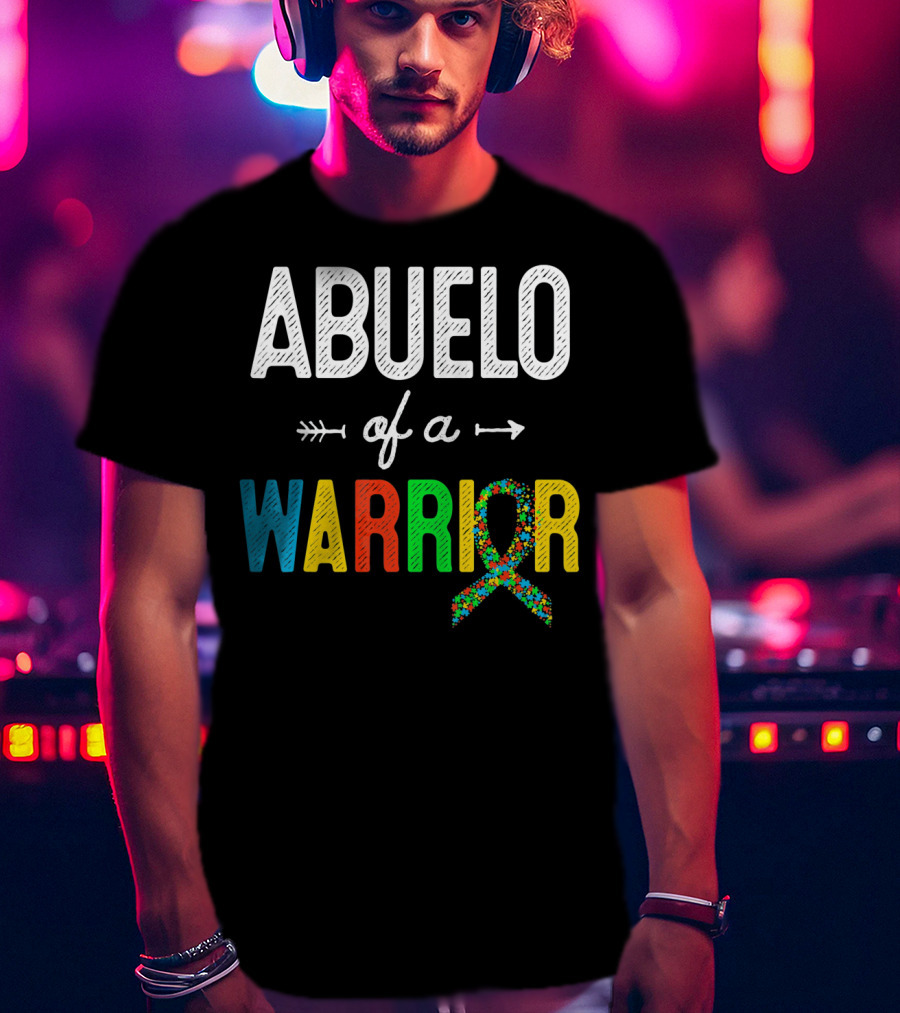 Abuelo Of A Warrior Autism Awareness Puzzle T-Shirt
