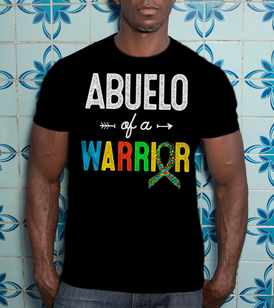 Abuelo Of A Warrior Autism Awareness Puzzle T-Shirt