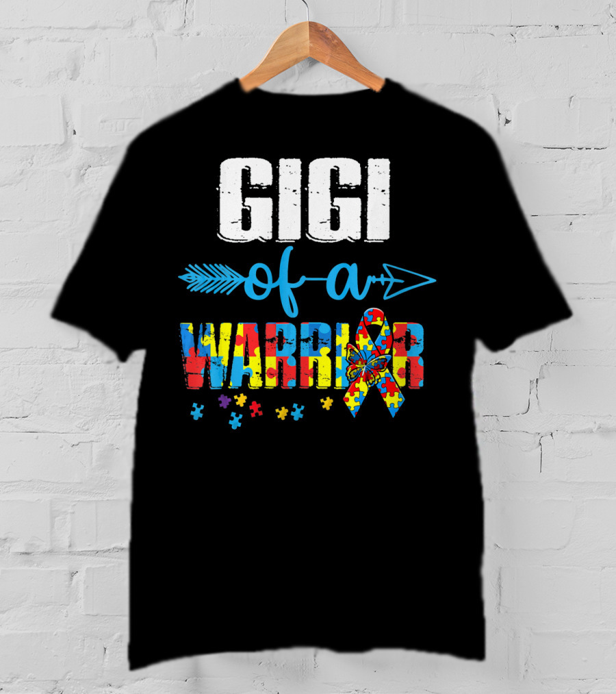 Gigi Of A Warrior Autism Awareness Puzzle T-Shirt
