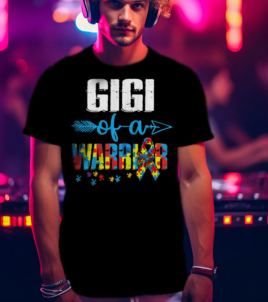 Gigi Of A Warrior Autism Awareness Puzzle T-Shirt