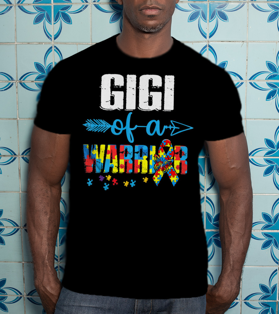 Gigi Of A Warrior Autism Awareness Puzzle T-Shirt