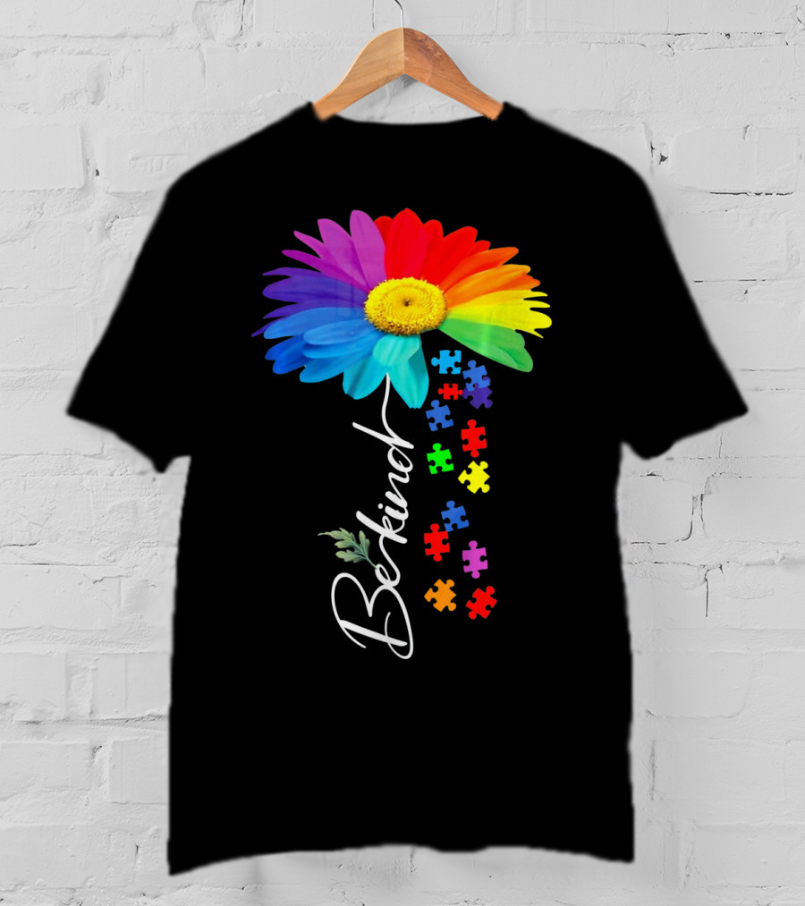 Be Kind Autism Awareness Sunflower Puzzle Unity T-Shirt