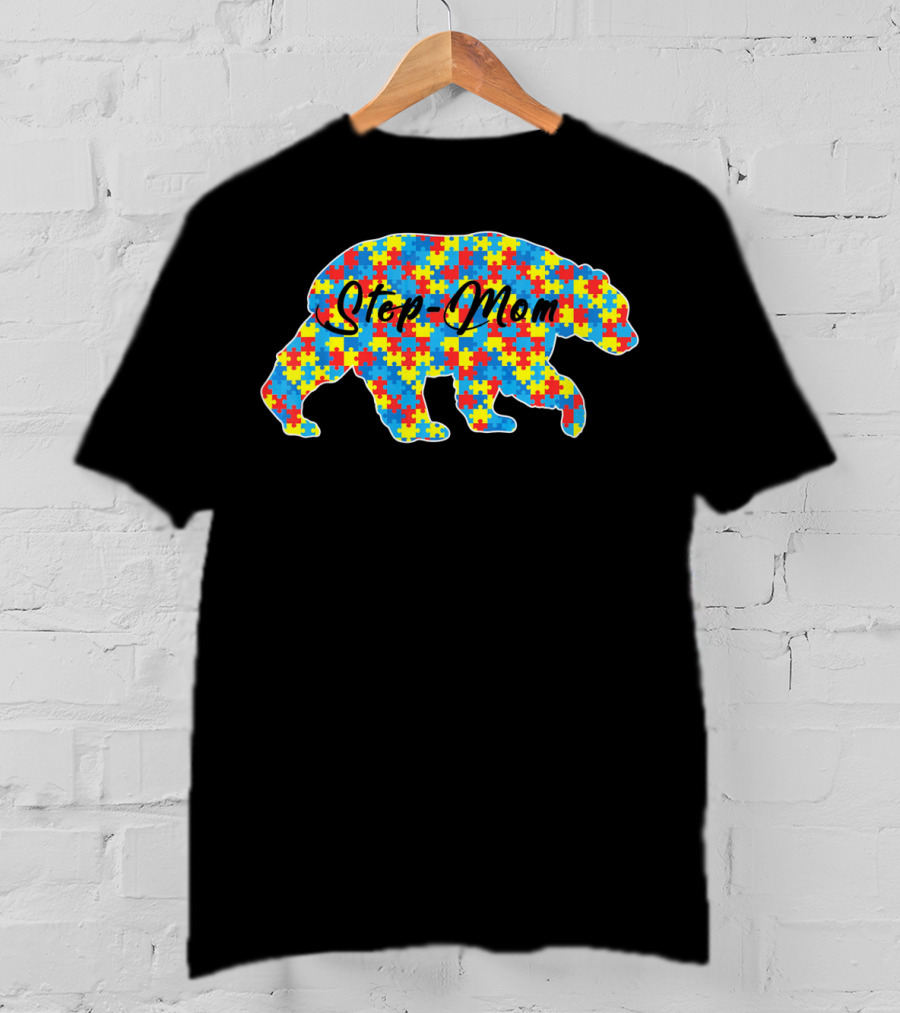 Step Mom Bear Puzzle Autism Awareness T-Shirt