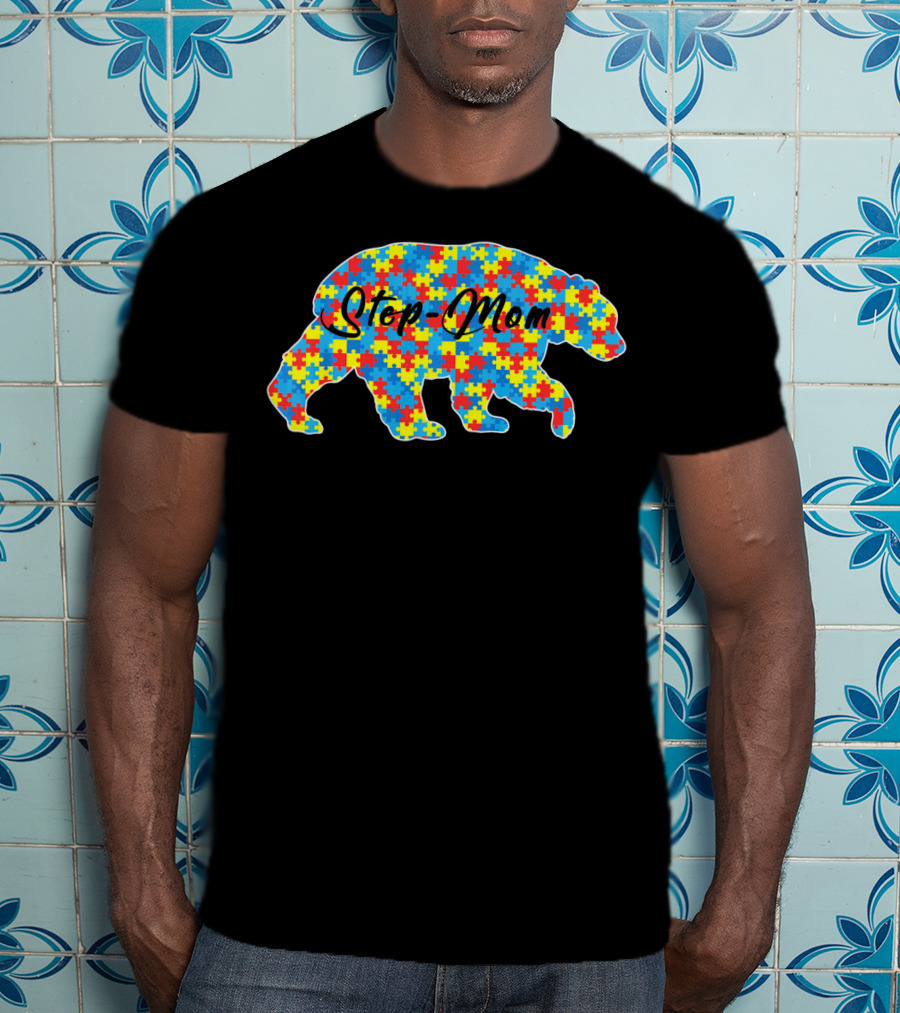 Step Mom Bear Puzzle Autism Awareness T-Shirt