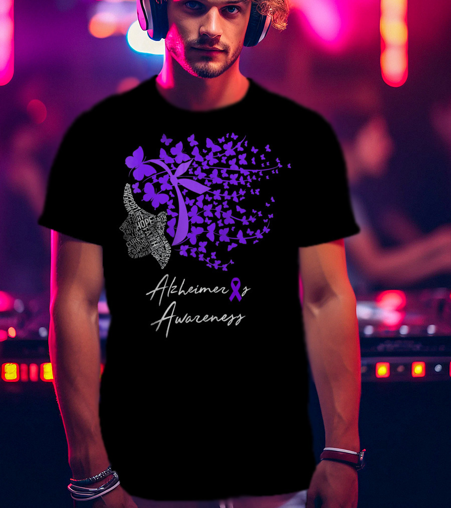 Alzheimers Awareness Hope Courage Faith Empowerment Butterfly T-Shirt