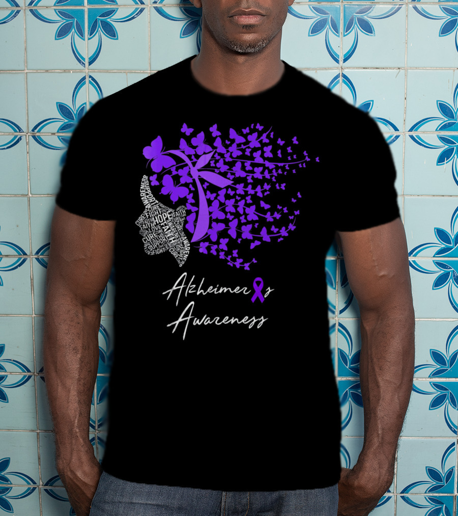Alzheimers Awareness Hope Courage Faith Empowerment Butterfly T-Shirt