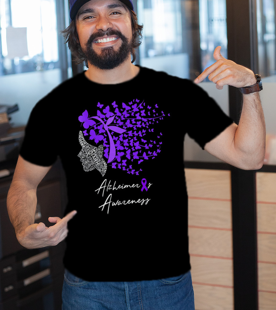 Alzheimers Awareness Hope Courage Faith Empowerment Butterfly T-Shirt