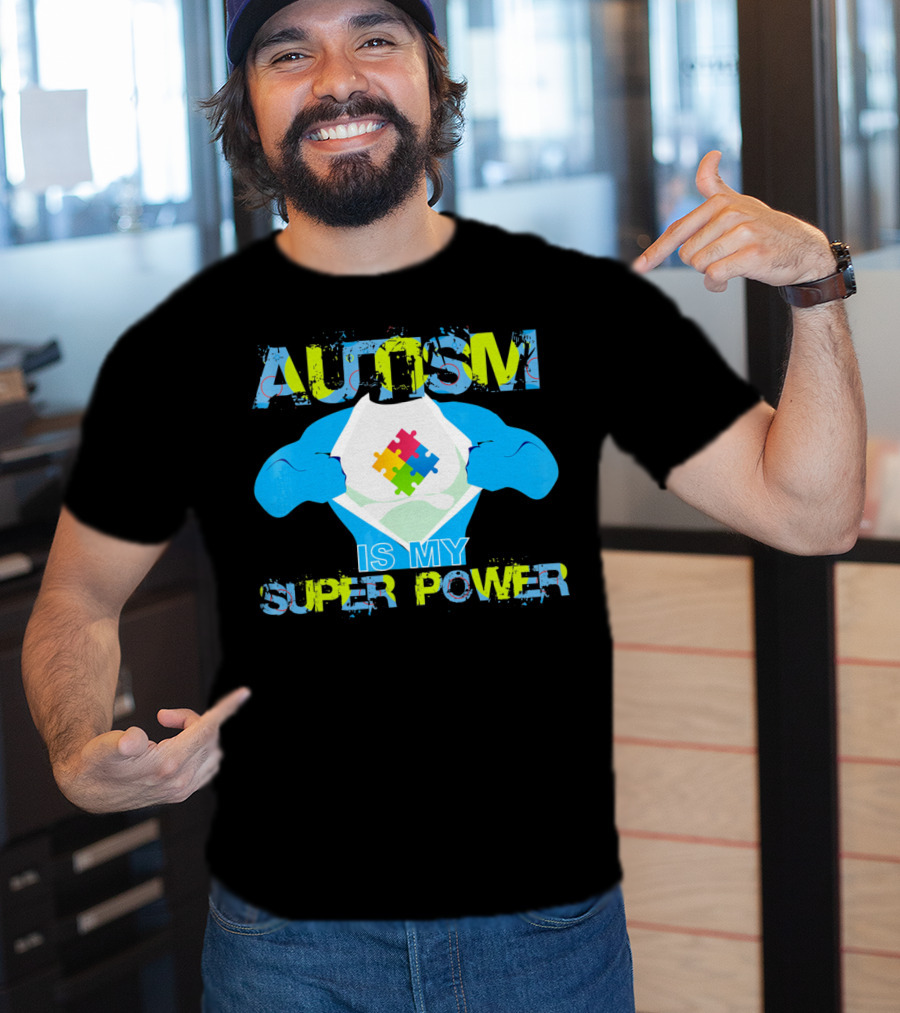 Autism Is My Super Power Puzzle Piece Autism Awareness T-Shirt