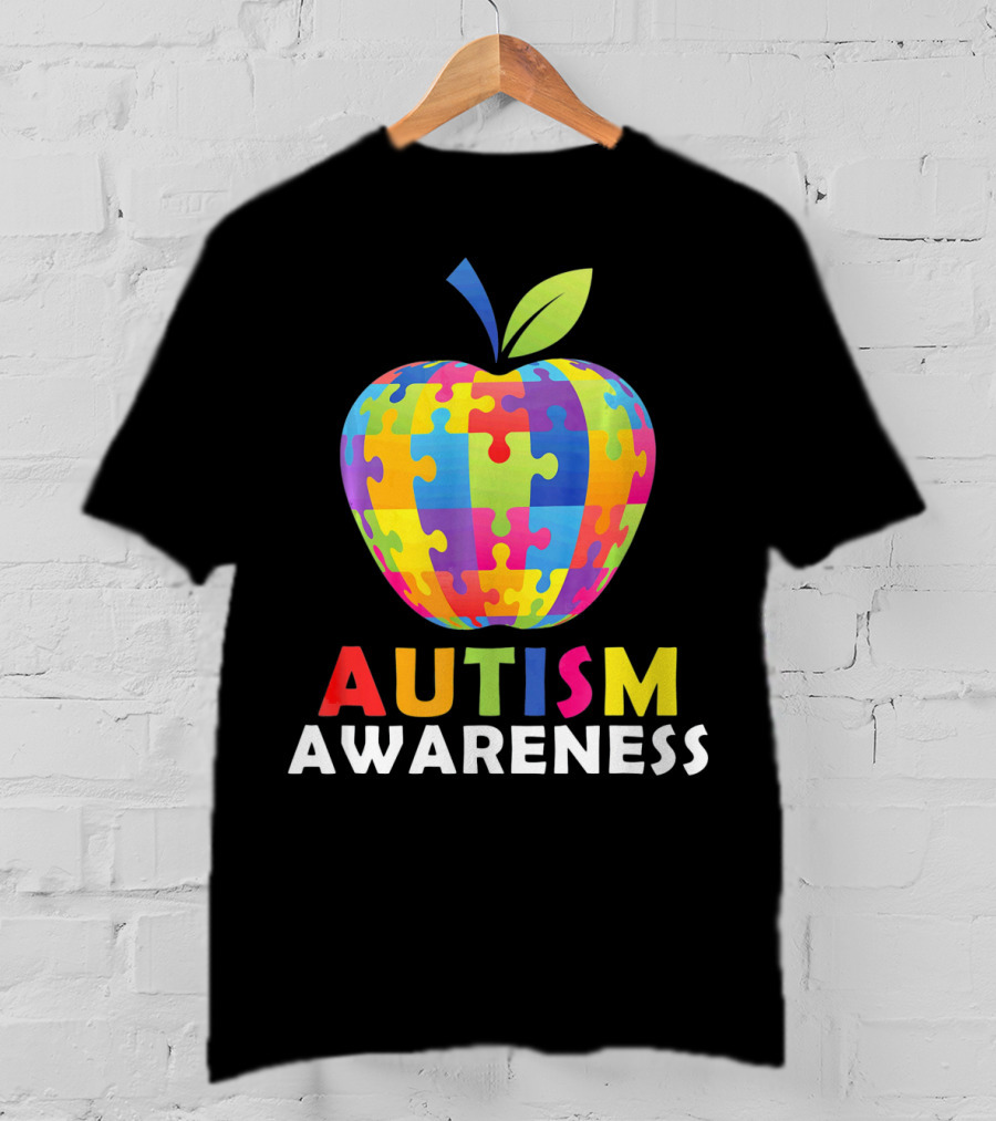 Autism Awareness Puzzle Piece Apple T-Shirt