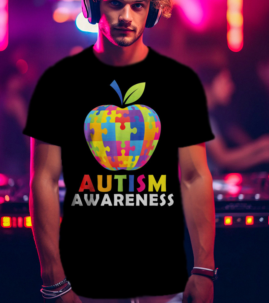 Autism Awareness Puzzle Piece Apple T-Shirt