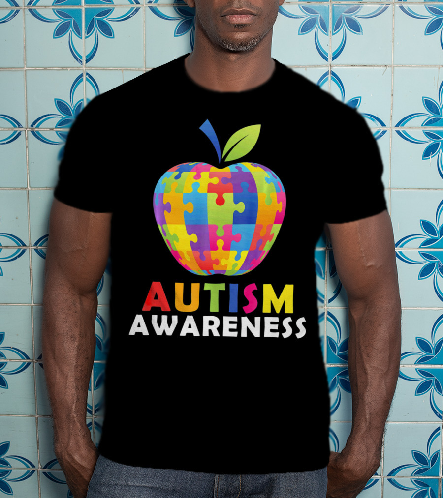 Autism Awareness Puzzle Piece Apple T-Shirt