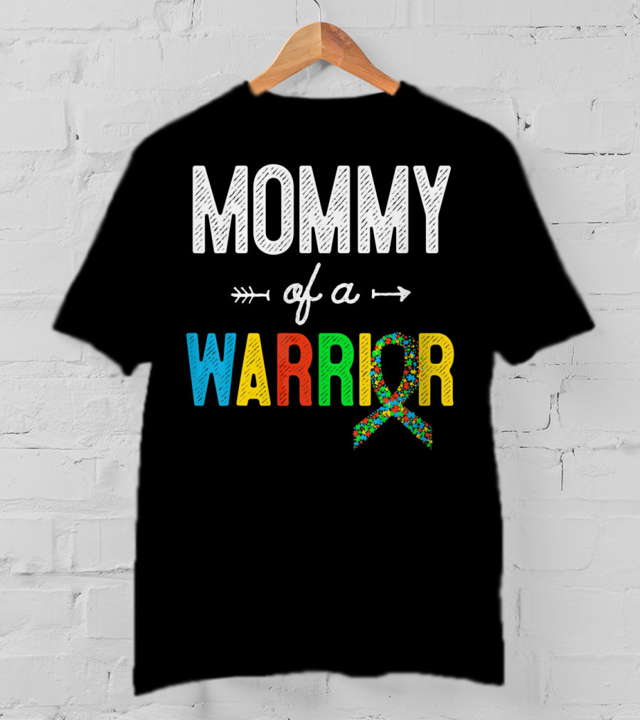 Mommy Of A Warrior Autism Awareness Puzzle T-Shirt