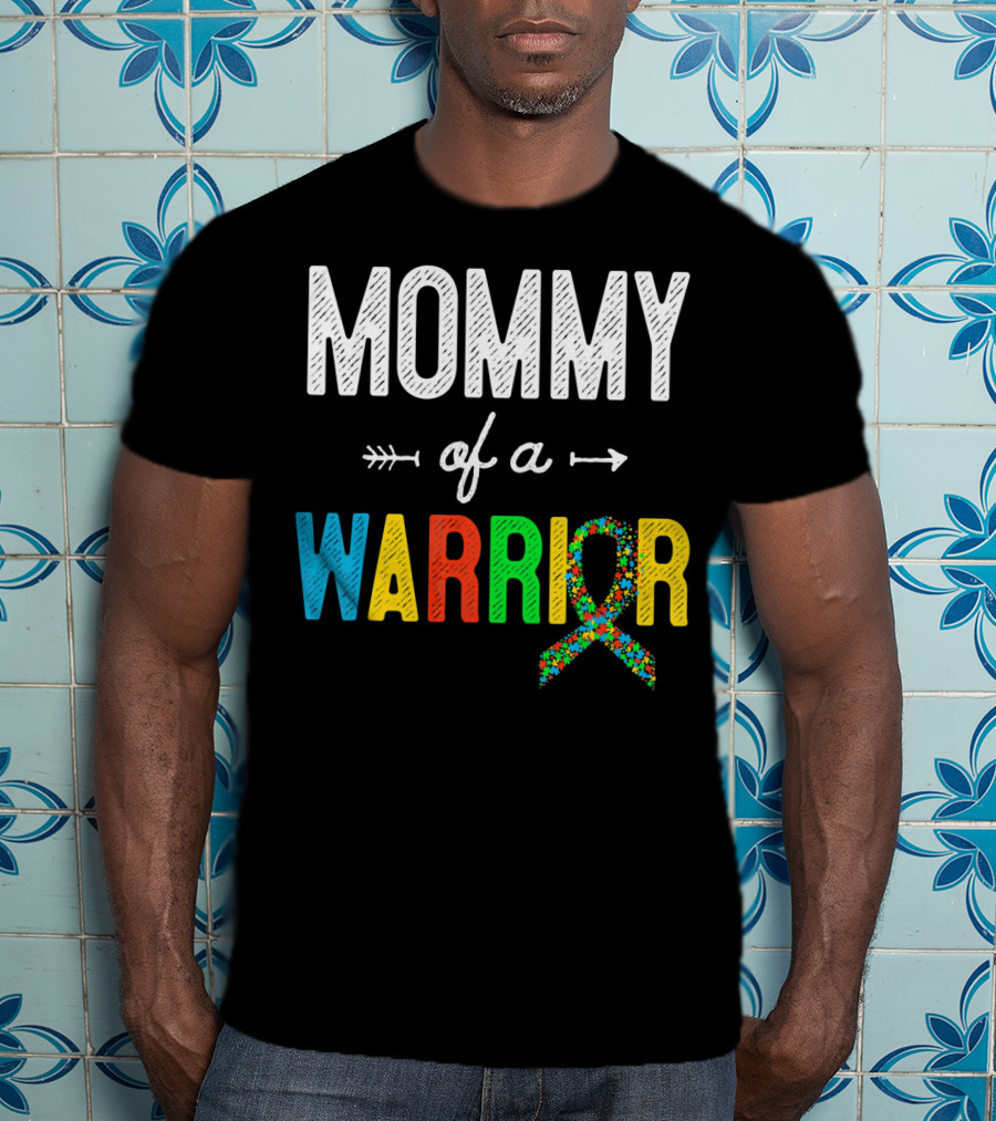Mommy Of A Warrior Autism Awareness Puzzle T-Shirt