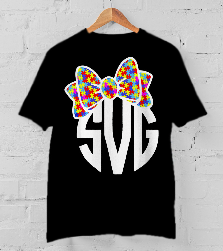 SVG Autism Awareness Puzzle Bow T-Shirt