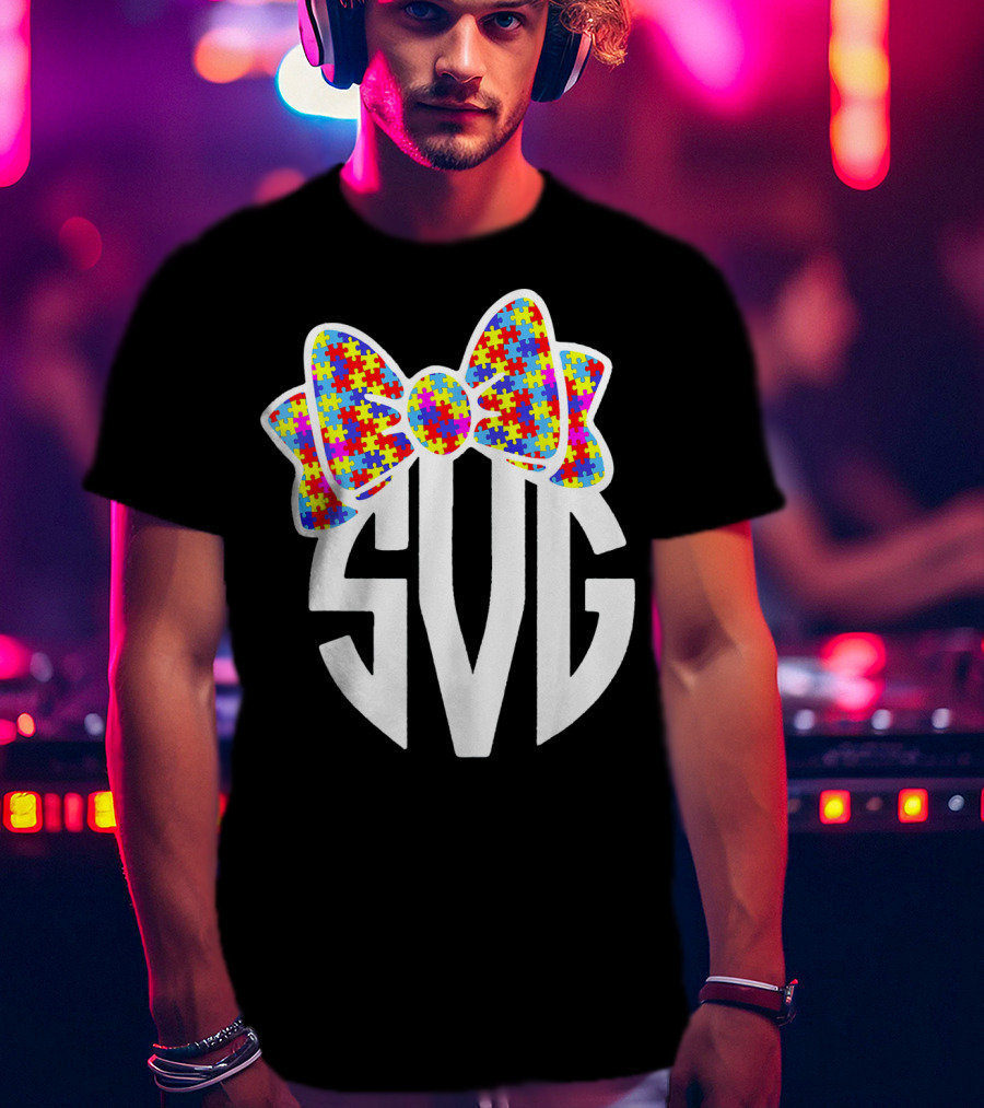 SVG Autism Awareness Puzzle Bow T-Shirt