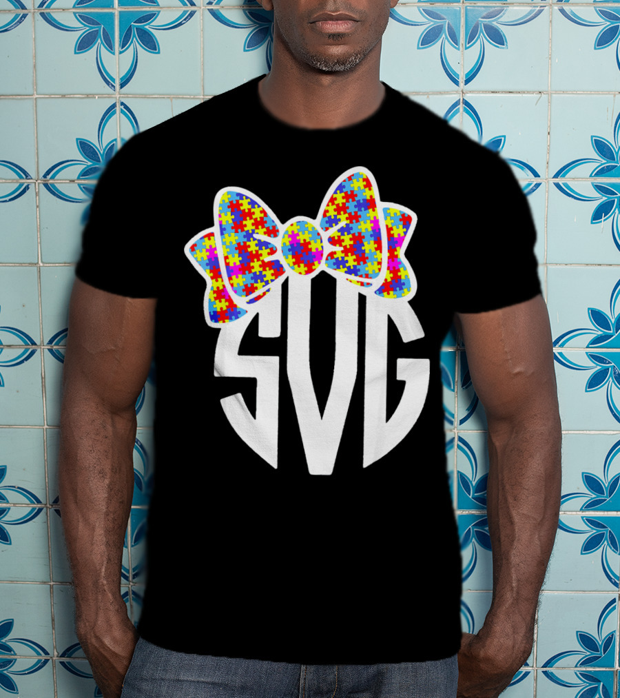 SVG Autism Awareness Puzzle Bow T-Shirt