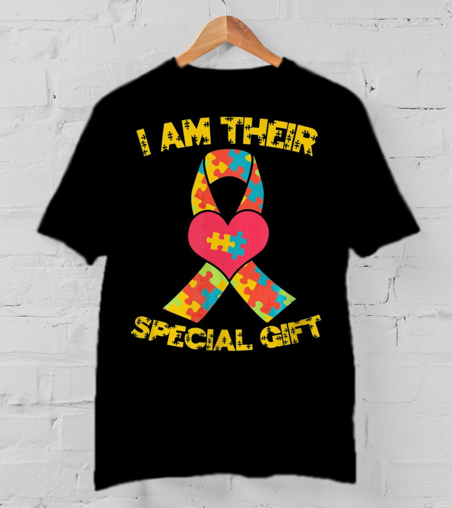 I Am Their Special Gift Autism Awareness Puzzle Ribbon Heart T-Shirt