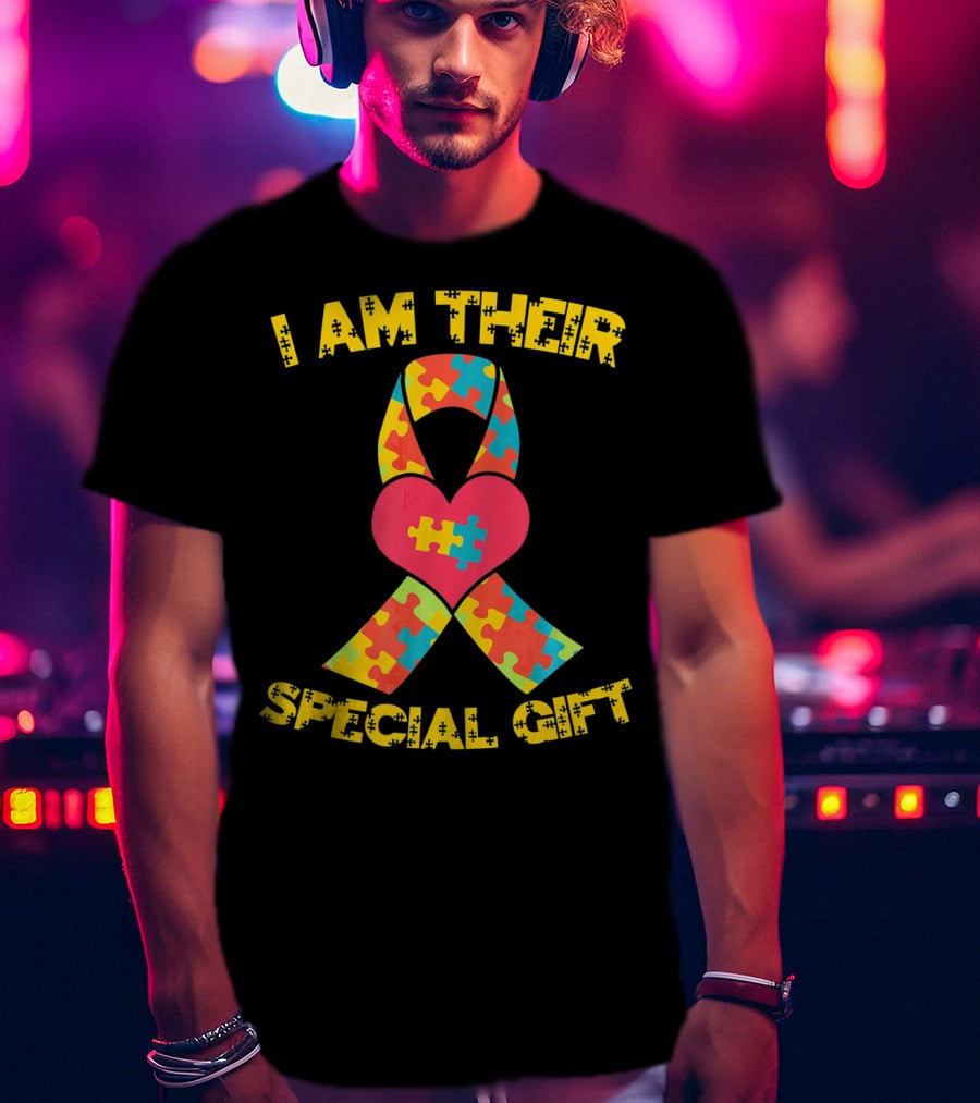 I Am Their Special Gift Autism Awareness Puzzle Ribbon Heart T-Shirt