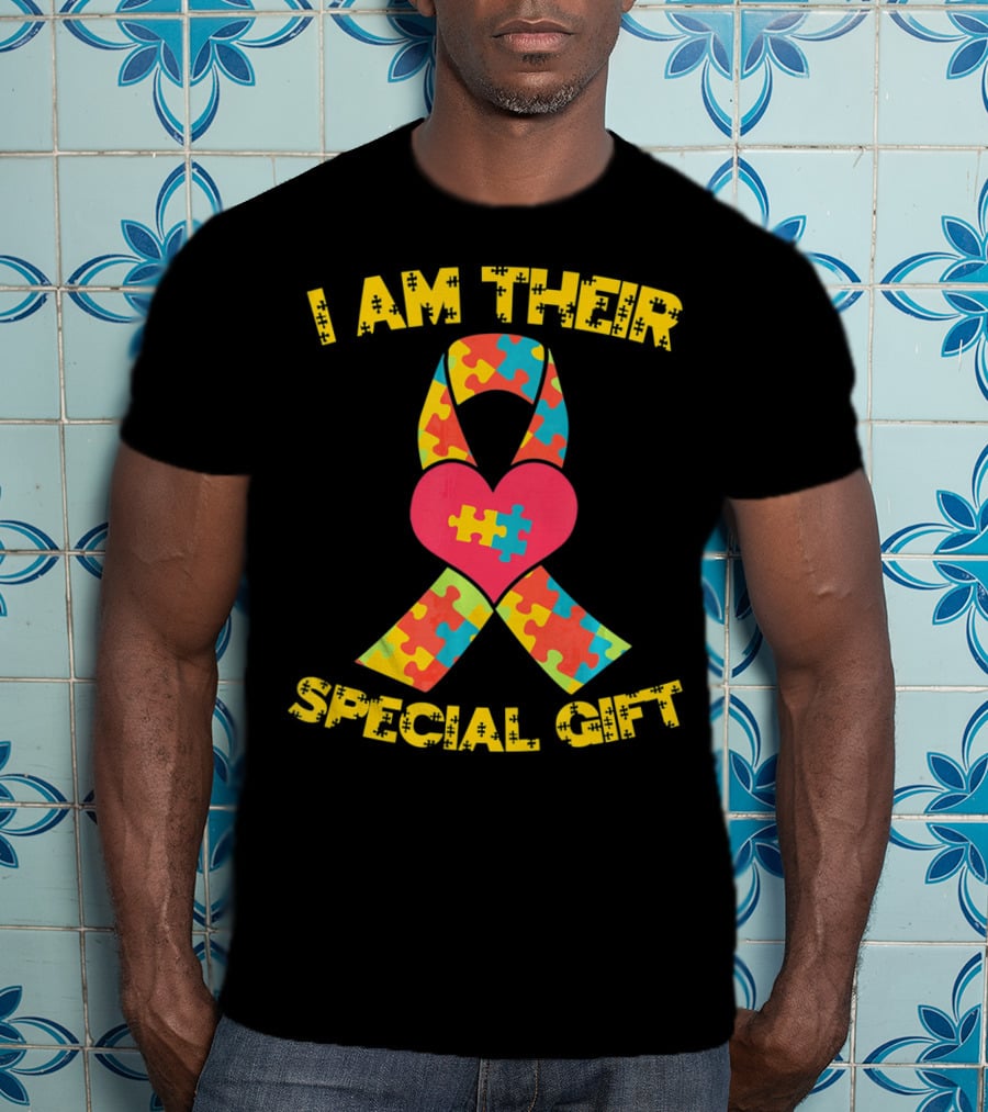 I Am Their Special Gift Autism Awareness Puzzle Ribbon Heart T-Shirt